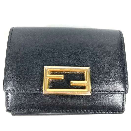 FENDI Trifold wallet 8M0395 leather black logo