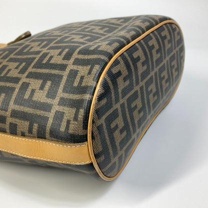 FENDI Tote Bag PVC / Leather Brown Zucca Pattern Women Used Authentic