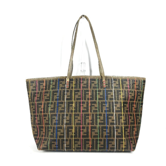 FENDI Tote Bag 8BH185 Leather / PVC Brown Zucca