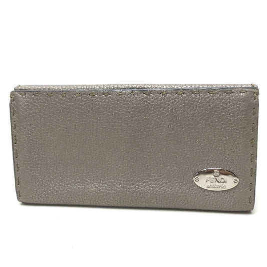 FENDI Long Wallet Purse 8M0144 leather gray Celeria Roman leather