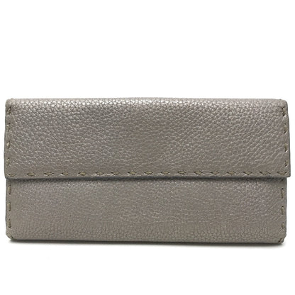 FENDI Long Wallet Purse 8M0144 leather gray Celeria Roman leather