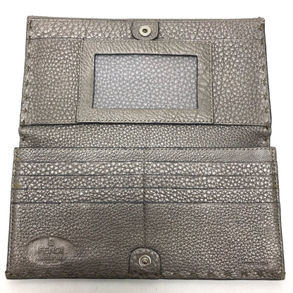 FENDI Long Wallet Purse 8M0144 leather gray Celeria Roman leather
