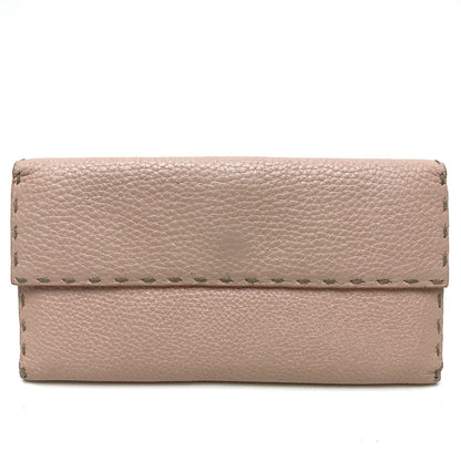 FENDI Long Wallet Purse 8M0144 leather pink Celeria Roman leather