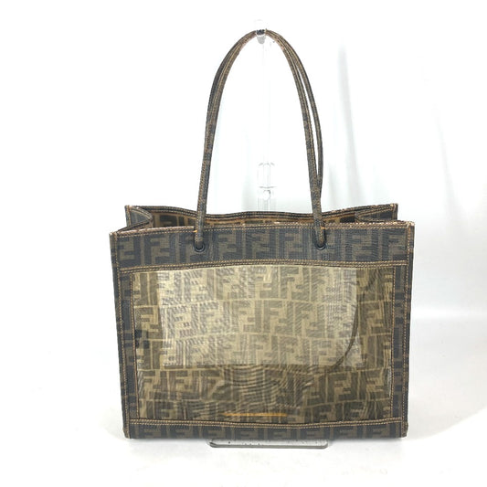 FENDI Shoulder Bag Coated leather Brown Mesh Bag Beach Bag Vintage Zucca