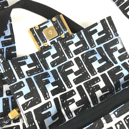 FENDI Shoulder Bag 8BR784  Nylon blue Joshua Vides Collaboration Zucca Baguette Mini mens Used Authentic