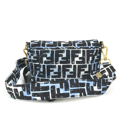 FENDI Shoulder Bag 8BR784  Nylon blue Joshua Vides Collaboration Zucca Baguette Mini mens Used Authentic
