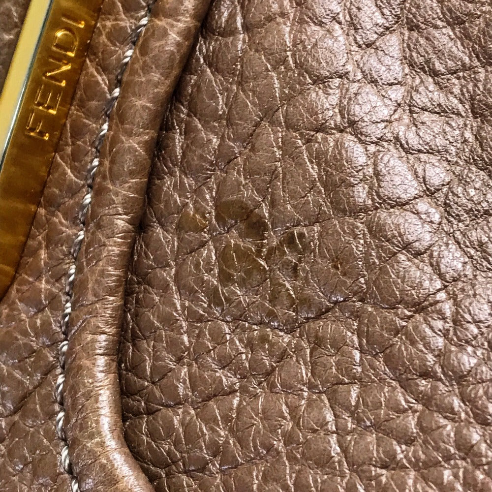 FENDI Handbag 8BL110 leather Brown Men's Women chameleon unisex(Unisex) Used Authentic