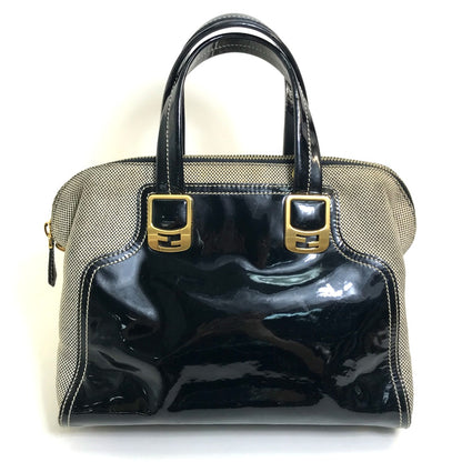 FENDI Handbag Canvas / patent leather Black type Enamel Crossbody Shoulder chameleon