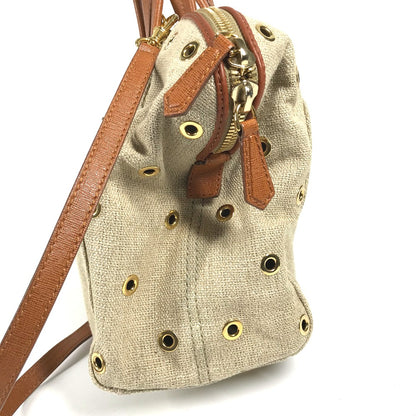 FENDI Handbag 8BL114 Leather / canvas beige Bag chameleon