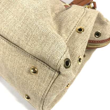 FENDI Handbag 8BL114 Leather / canvas beige Bag chameleon