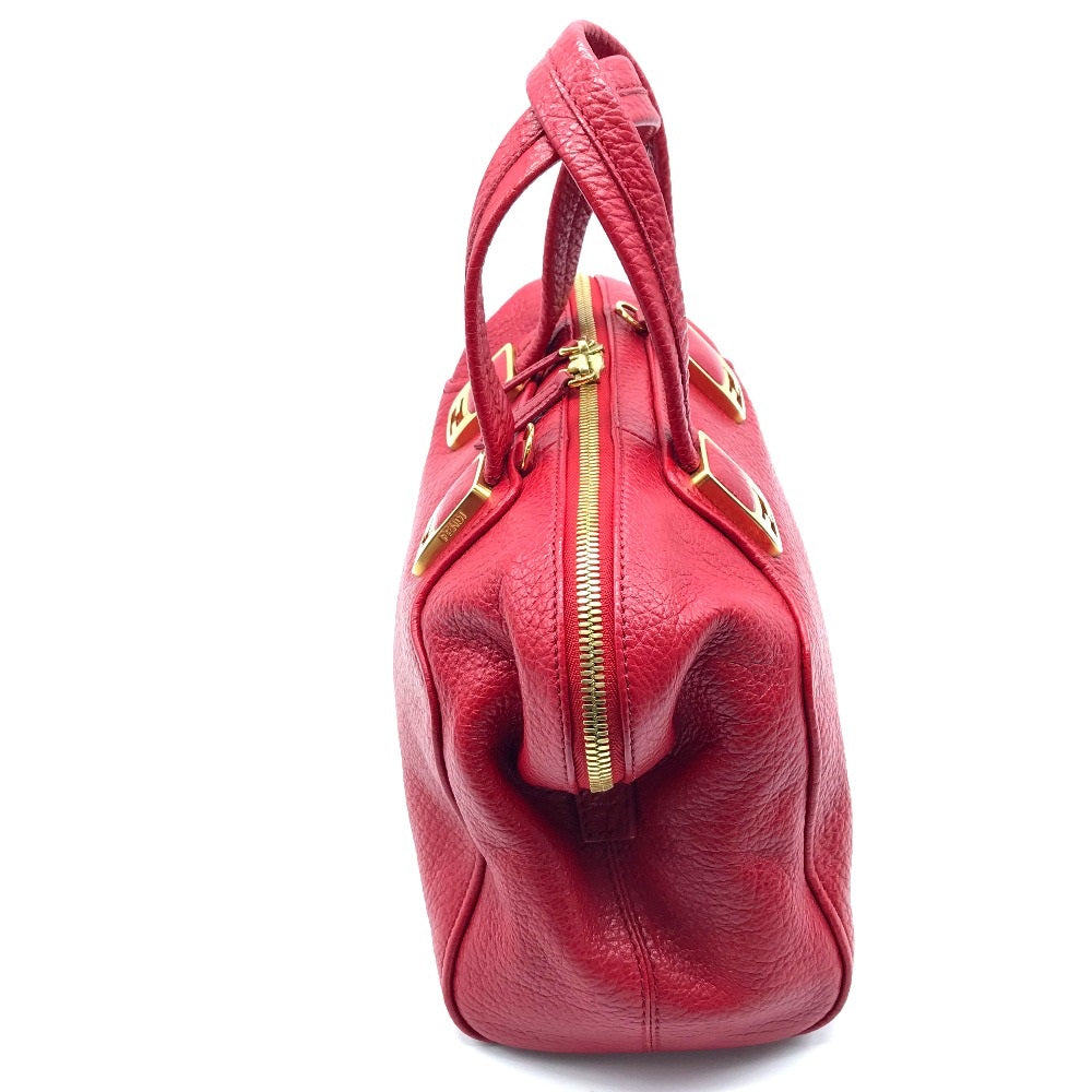 FENDI Handbag 8BL114 leather Red Mini Boston Duffel bag chameleon Women Used Authentic