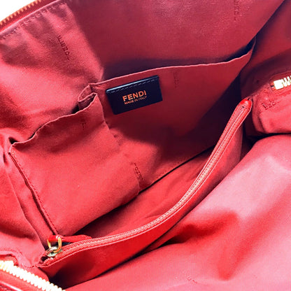 FENDI Handbag 8BL114 leather Red Mini Boston Duffel bag chameleon Women Used Authentic