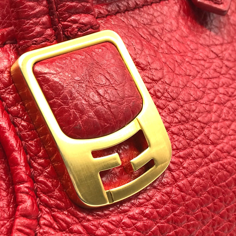 FENDI Handbag 8BL114 leather Red Mini Boston Duffel bag chameleon Women Used Authentic