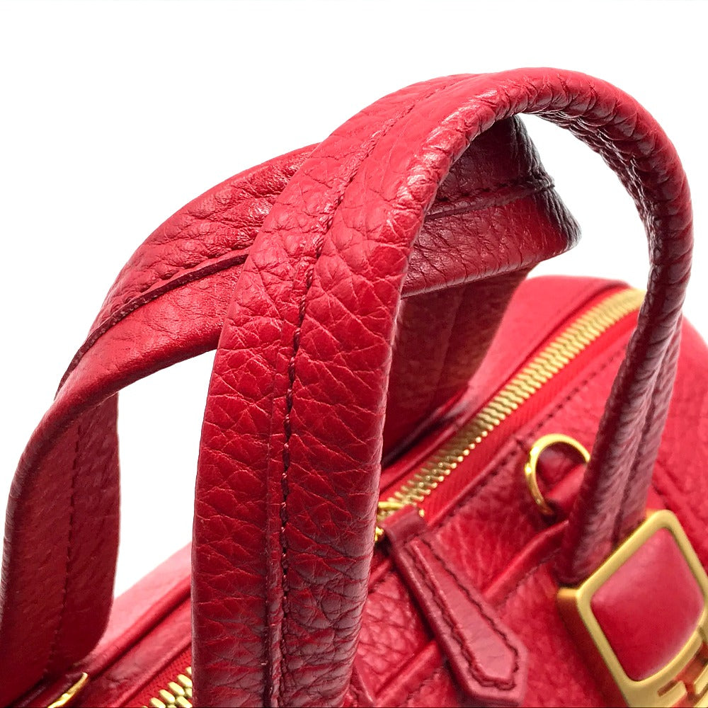 FENDI Handbag 8BL114 leather Red Mini Boston Duffel bag chameleon Women Used Authentic