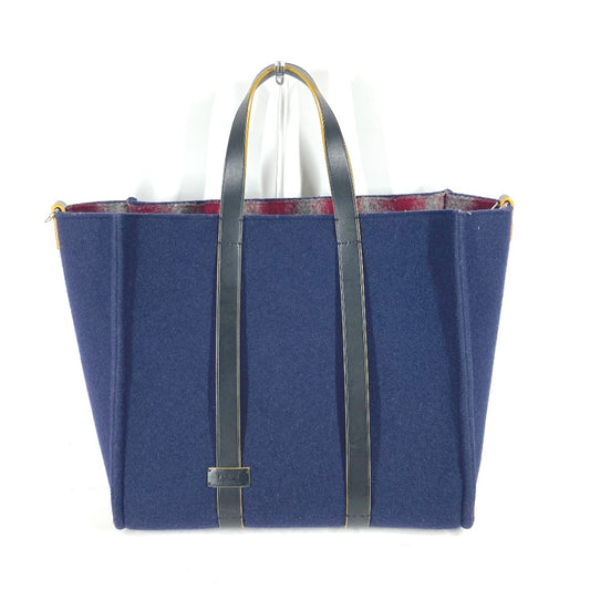 FENDI Tote Bag 7VA390 wool Navy Shoulder Tote mens Used Authentic