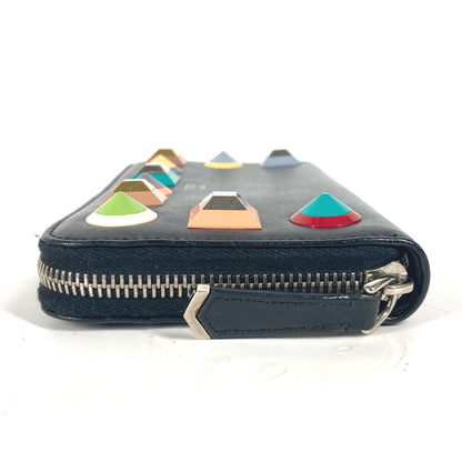 FENDI Long Wallet Purse 8M0299 leather black Long wallet Studs