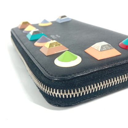 FENDI Long Wallet Purse 8M0299 leather black Long wallet Studs