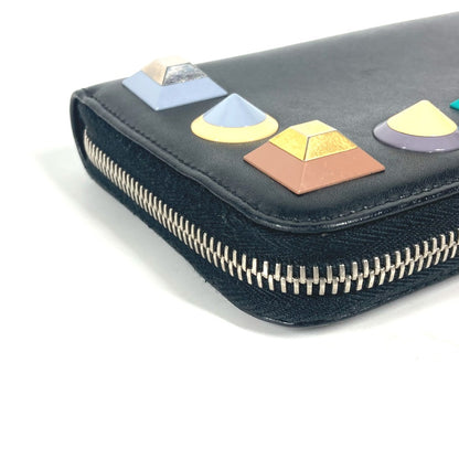 FENDI Long Wallet Purse 8M0299 leather black Long wallet Studs