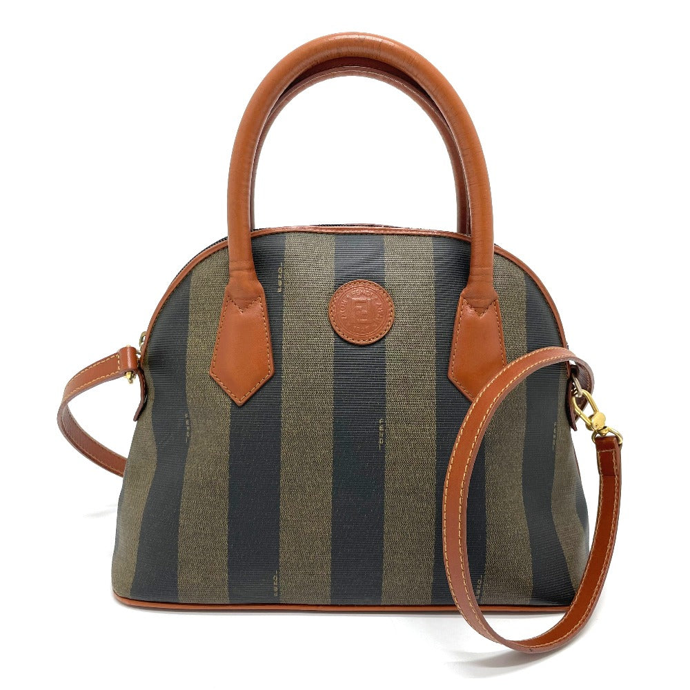 FENDI Handbag PVC / Leather Brown type Pecan Shoulder Women Used Authentic