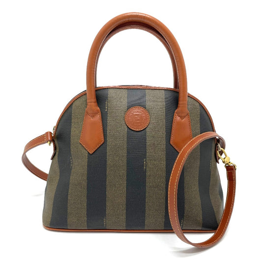 FENDI Handbag PVC / Leather Brown type Pecan Shoulder Women Used Authentic