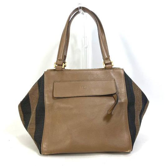 FENDI Handbag 8BN251 Leather/Canvas, Suede Brown Pecan Women Used Authentic