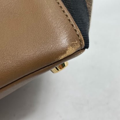 FENDI Handbag 8BN251 Leather/Canvas, Suede Brown Pecan