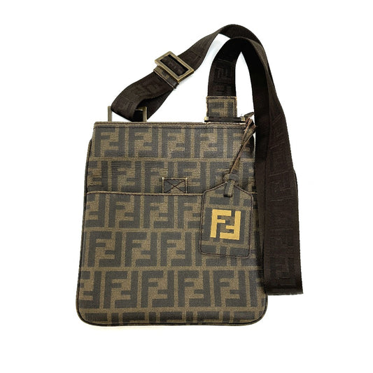 FENDI Shoulder Bag 7VA214 PVC Brown Zucca Pattern