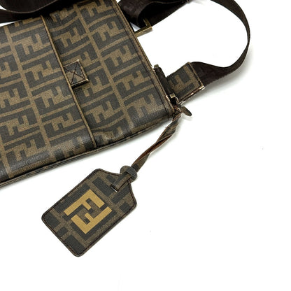 FENDI Shoulder Bag 7VA214 PVC Brown Zucca Pattern