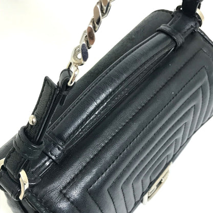 FENDI Shoulder Bag 8M0371 leather black Pochette Crossbody Double micro baguette Women Used Authentic