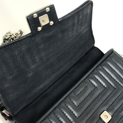 FENDI Shoulder Bag 8M0371 leather black Pochette Crossbody Double micro baguette Women Used Authentic