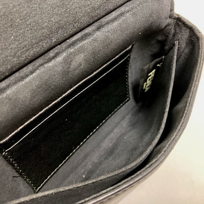 FENDI Shoulder Bag 8M0371 leather black Pochette Crossbody Double micro baguette Women Used Authentic