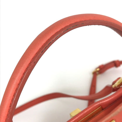FENDI Handbag 8BN244 leather Salmon pink type Shoulder Crossbody Mini Pea Kaboo Women Used Authentic
