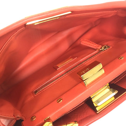 FENDI Handbag 8BN244 leather Salmon pink type Shoulder Crossbody Mini Pea Kaboo Women Used Authentic