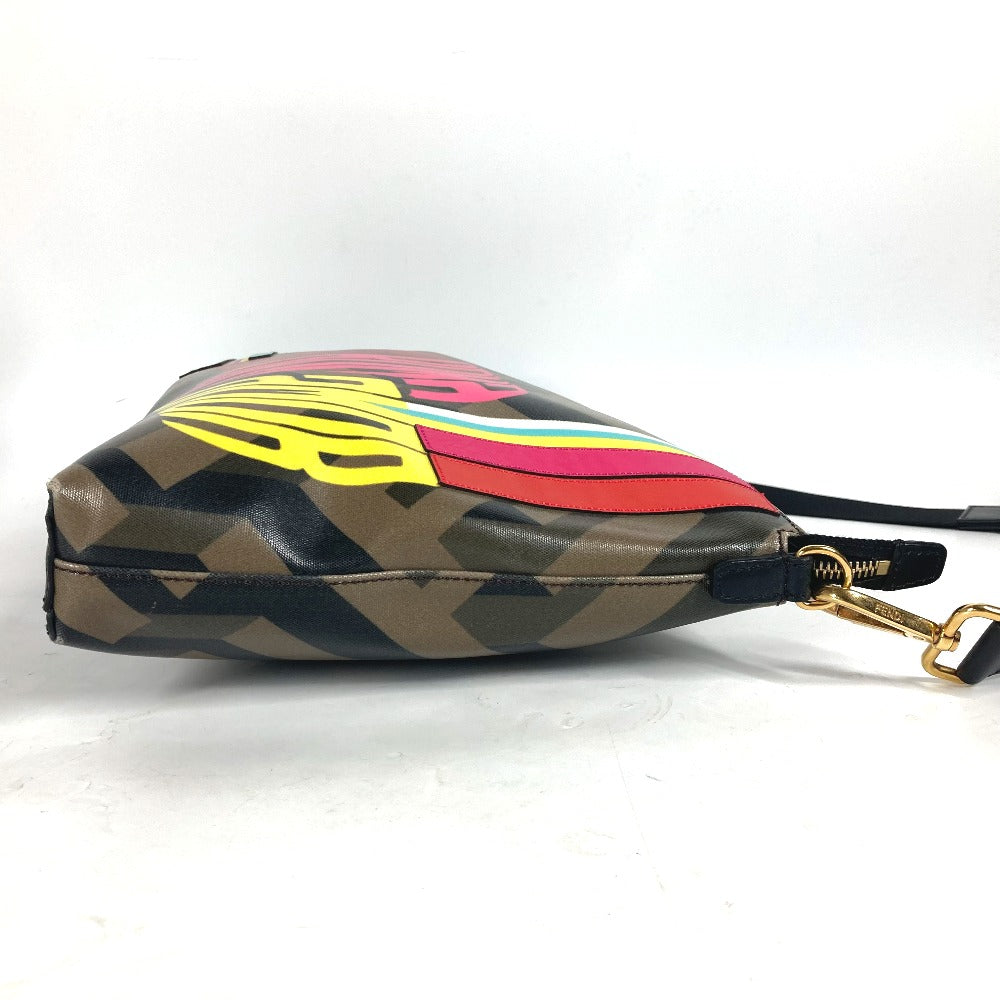 FENDI Shoulder Bag 7VA470 PVC Brown Multicolor logo Women Used Authentic