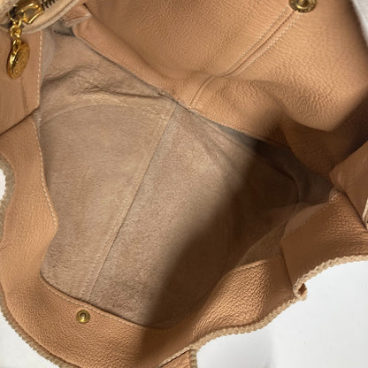 FENDI Tote Bag leather beige vintage Big logo