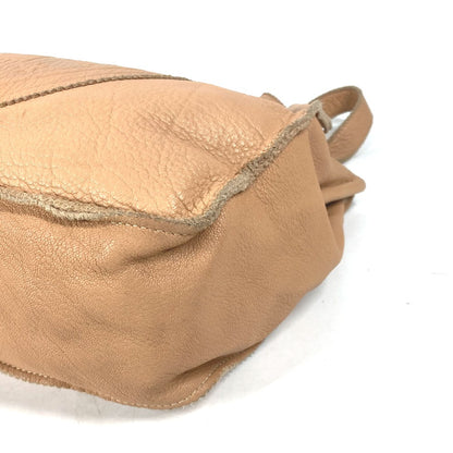 FENDI Tote Bag leather beige vintage Big logo