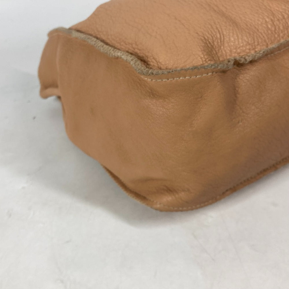 FENDI Tote Bag leather beige vintage Big logo