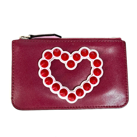 FENDI Coin case 8AP151 leather Red Heart studs