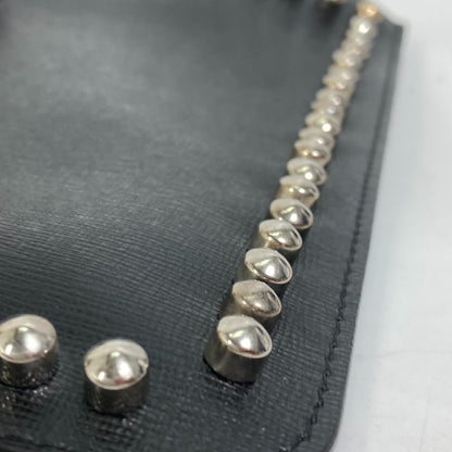 FENDI Clutch bag Leather, Fur black studded pouch Karl Lagerfeld Carlito