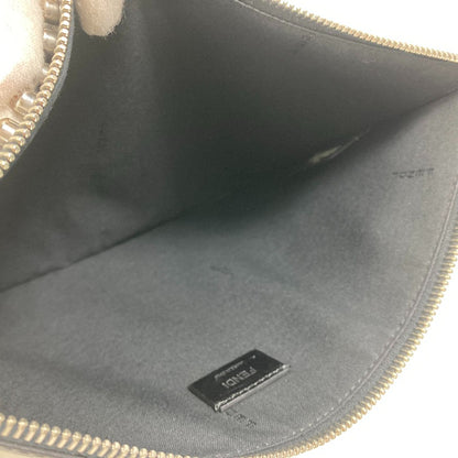 FENDI Clutch bag Leather, Fur black studded pouch Karl Lagerfeld Carlito