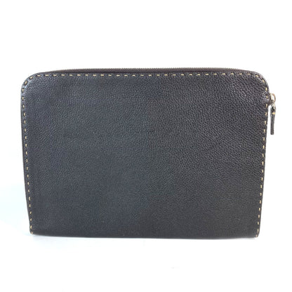 FENDI Clutch bag leather Dark brown bag pouch Celeria