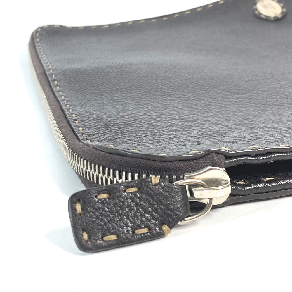 FENDI Clutch bag leather Dark brown bag pouch Celeria