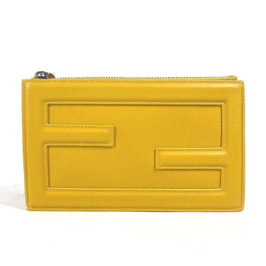 FENDI Clutch bag 7N0114 leather yellow Bag logo FF logo pouch Bucket