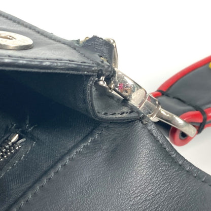 FENDI Clutch bag leather black logo LOVE