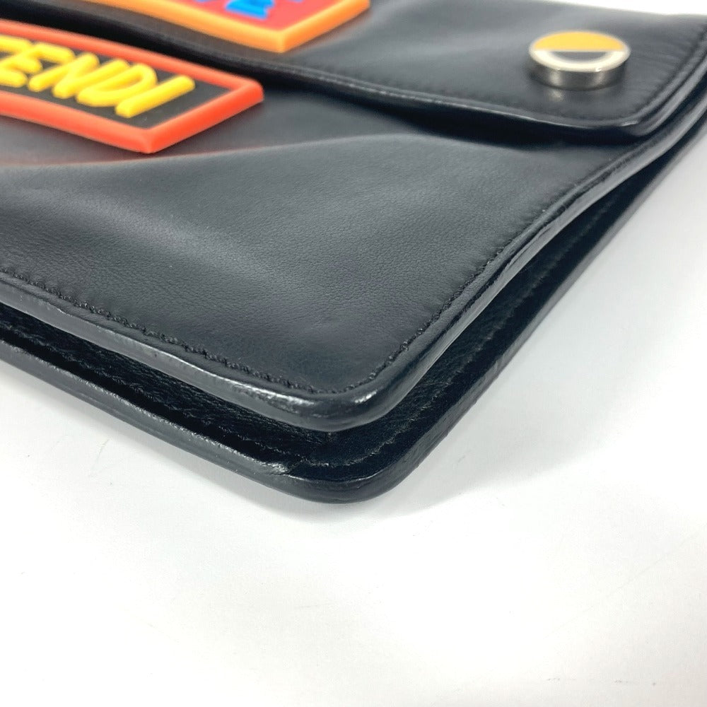 FENDI Clutch bag leather black logo LOVE