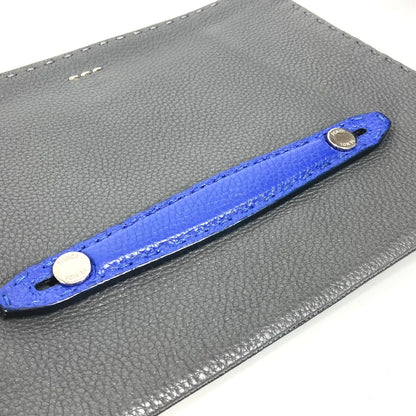 FENDI Clutch bag leather black Selleria logo