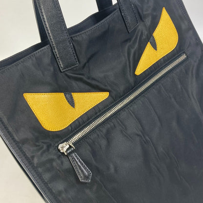 FENDI Tote Bag 7VA367 Nylon black Monster Bugs mens Used Authentic
