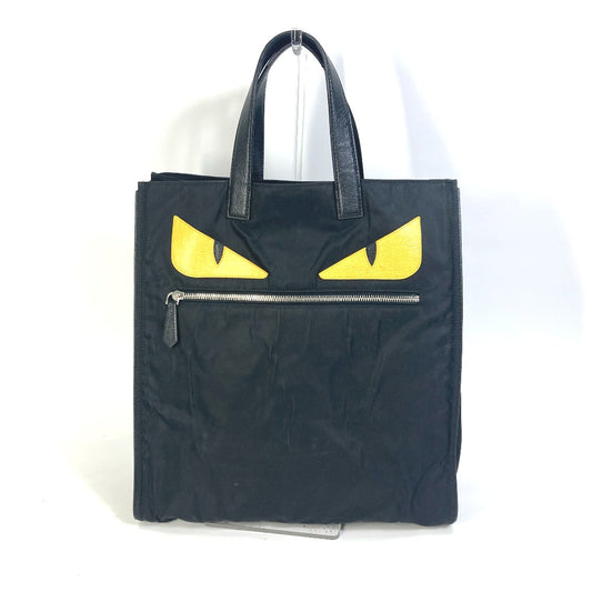 FENDI Tote Bag 7VA367 Nylon black Monster Bugs mens Used Authentic