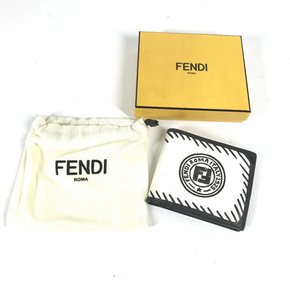 FENDI Folded wallet 7M0169 leather white Compact wallet Joshua Vides Collaboration