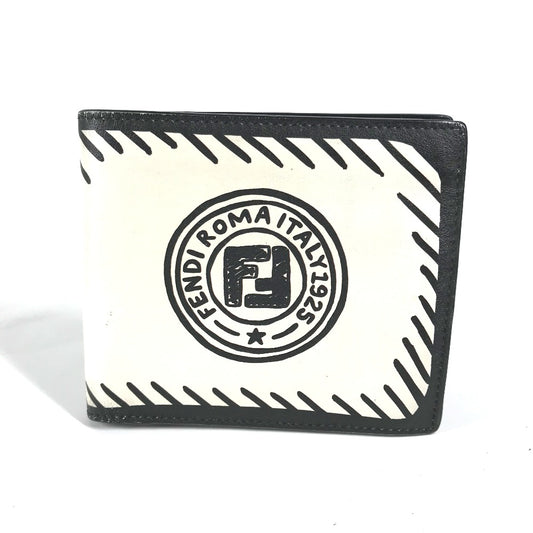 FENDI Folded wallet 7M0169 leather white Compact wallet Joshua Vides Collaboration